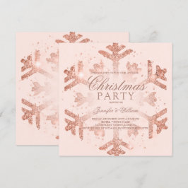 Rose Gold Glitzer Snowflake Weihnachten Weihnachts Einladung