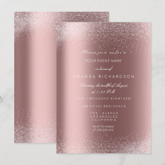 Rose Gold Glitzer Spark Bridal Geburtstag Einladung