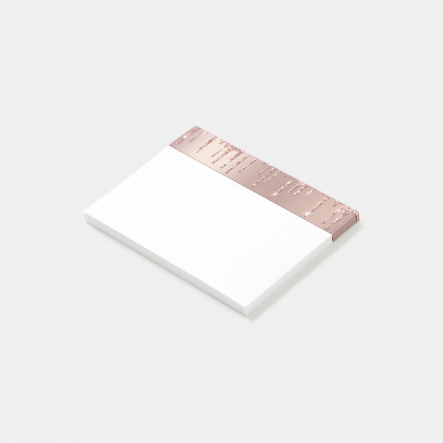 Rose Gold Glitzer Sparkasse Post it Notes Post-it Klebezettel (angewinkelt)
