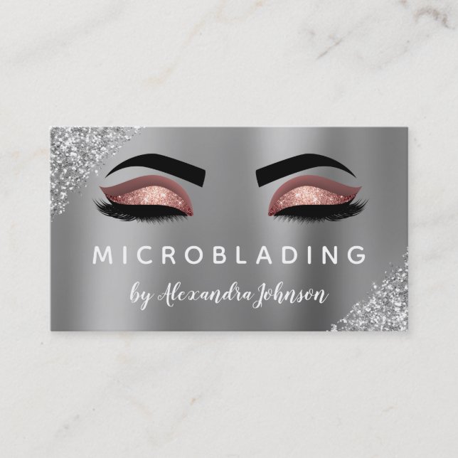Rose Gold Glitzer Sparkle Eyelashes Mikroblasen Visitenkarte (Vorderseite)