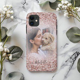 Rose Gold Glitzer Sparkle Foto Monogram iPhone Ca Case-Mate iPhone Hülle