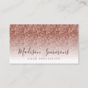 Rose Gold Glitzer Sparkle Monogram Script Name Visitenkarte