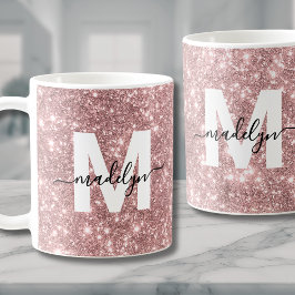 Rose Gold Glitzer Sparkle Monogramm Kaffeetasse