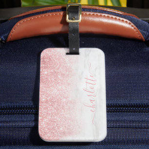 Rose Gold Glitzer Sparkle Personalisierter Name Gepäckanhänger