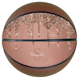Rose Gold Glitzer Sparkle Tropfen Monogram Name Basketball