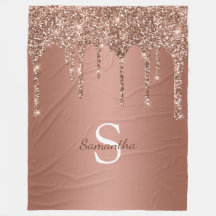 Rose Gold Glitzer Sparkle Tropfen Monogram Name