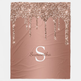 Rose Gold Glitzer Sparkle Tropfen Monogram Name Fleecedecke