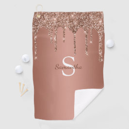Rose Gold Glitzer Sparkle Tropfen Monogram Name Golfhandtuch