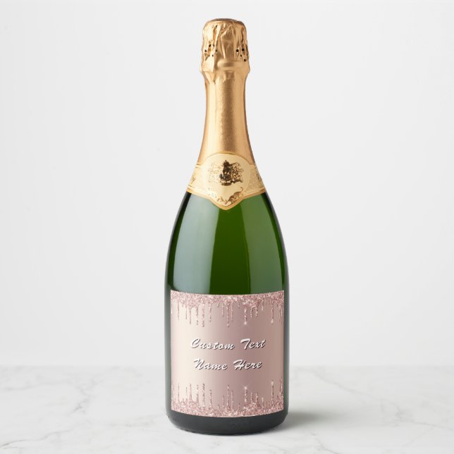 Rose Gold Glitzer Sparkling Eigener Weinetikett (Vorderseite)