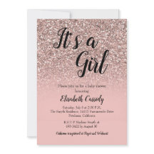 Rose Gold Glitzer Sprinkle Babydusche Einladung