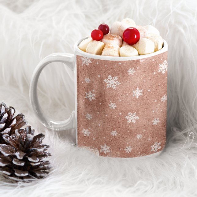 Rose Gold Glitzer Stars Schneeflocken Kaffeetasse (Von Creator hochgeladen)