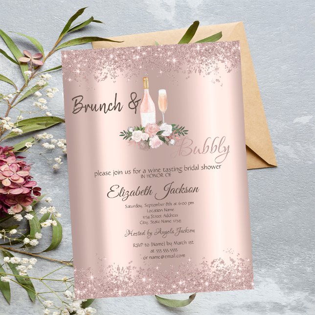 Rose Gold Glitzer Staub Brunch Brautparty Einladung (Von Creator hochgeladen)