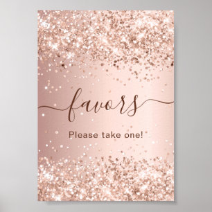 Rose Gold Glitzer Staub Gastgeschenk Zeichen Poster
