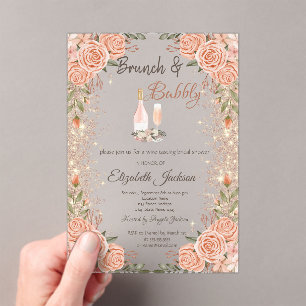 Rose Gold Glitzer Staubbrunch Rose Brautparty Acryleinladungen