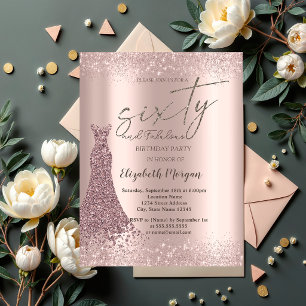 Rose Gold Glitzer Staubsauger Kleid 60. Geburtstag Einladung