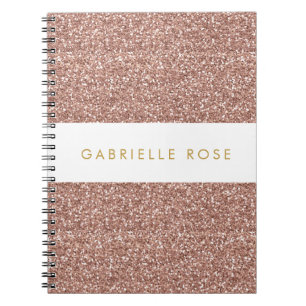 Rose Gold Glitzer Strip Personalisiert Notebook Notizblock