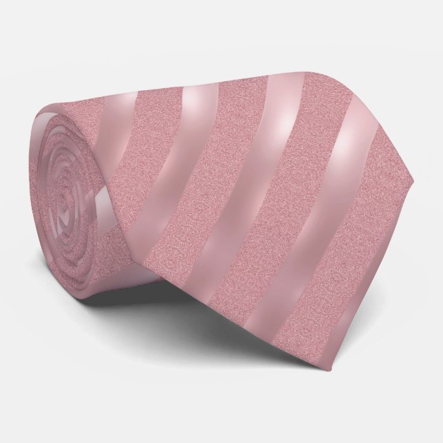 Rose Gold Glitzer Stripte Vorlage Elegantes Muster Krawatte (Gerollt)