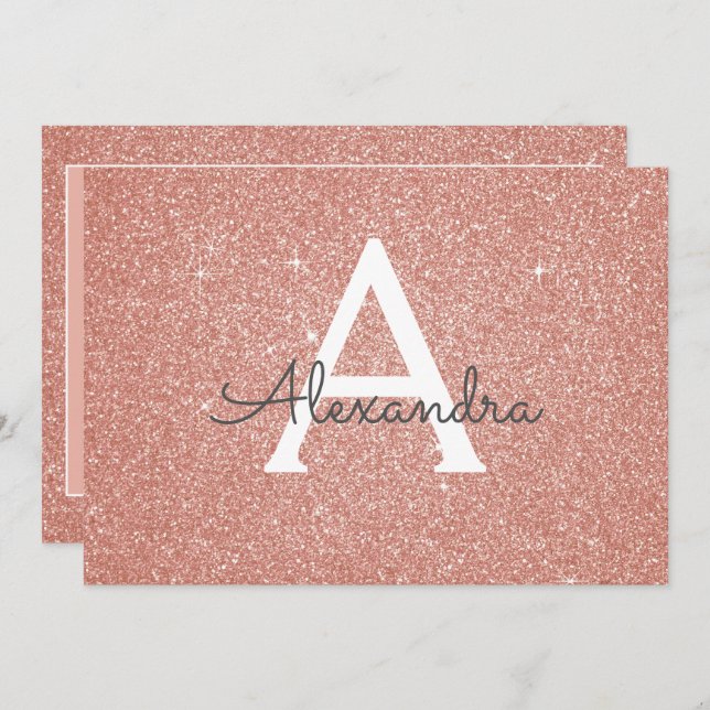 Rose Gold Glitzer Sweet 16 Save the Date Einladung (Vorne/Hinten)