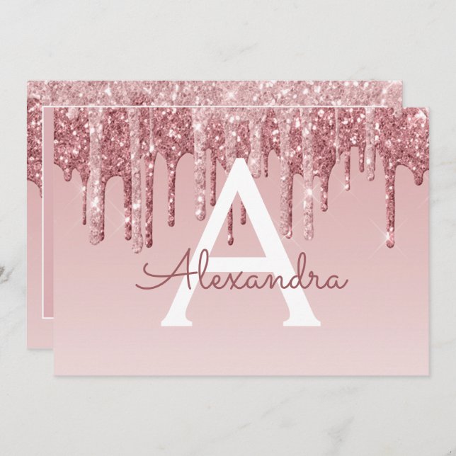 Rose Gold Glitzer Sweet 16 Save the Date Einladung (Vorne/Hinten)