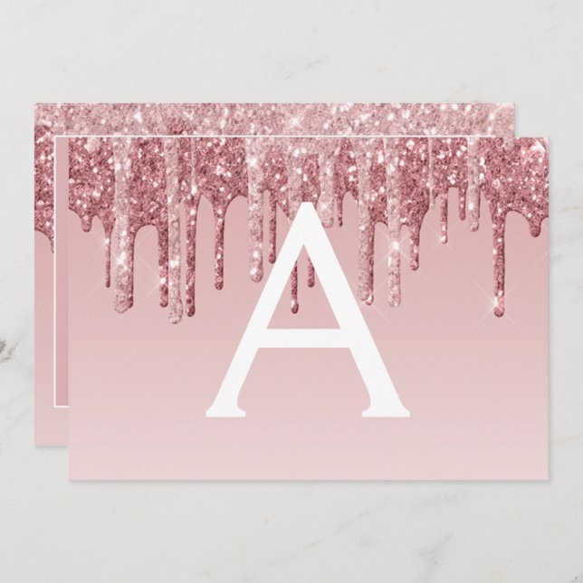 Rose Gold Glitzer Sweet 16 Save the Date Einladung (Vorne/Hinten)