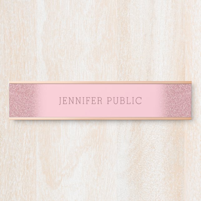 Rose Gold Glitzer Template Elegant Modern Einfach Türschild (Vorderseite )