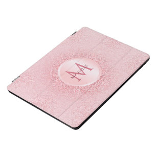 Rose Gold Glitzer Template Trendy Girly Monogram iPad Pro Cover