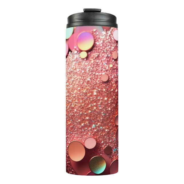 Rose Gold Glitzer Thermal Tumbler 12oz Thermosbecher (Vorderseite)