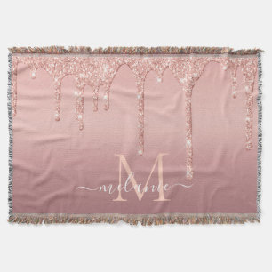 Rose Gold Glitzer Throw Blanket Individuelle Name  Decke