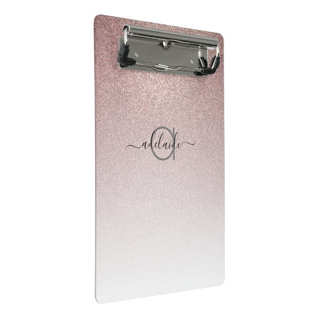 Rose Gold Glitzer Trendy Hair Salon Makeup Artist Mini Klemmbrett (Schrägansicht)