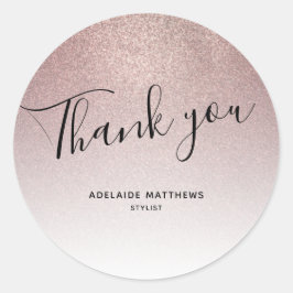 Rose Gold Glitzer Trendy Hair Salon Makeup Artist Runder Aufkleber