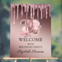 Rose Gold Glitzer Tropfen 50. Geburtstag