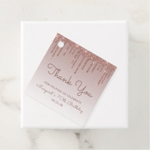 Rose Gold Glitzer Tropfen 70. Geburtstagsparty Geschenkanhänger