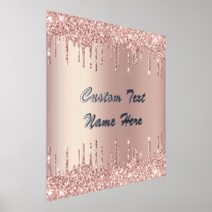 Rose Gold Glitzer Tropfen Benutzerdefinierte Text  Foliendrucke