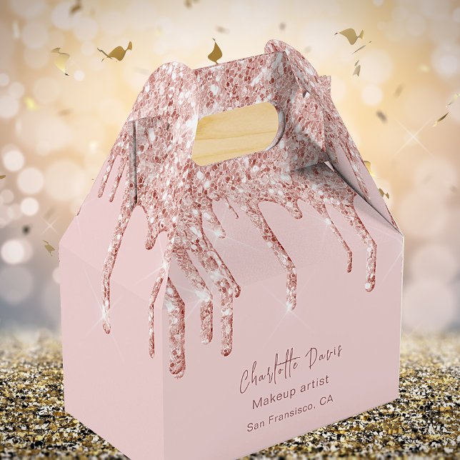 Rose Gold Glitzer Tropfen Business QR-Code Geschenkschachtel (Von Creator hochgeladen)