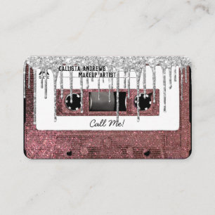 Rose Gold Glitzer Tropfen Cassette Tape Mixtape Visitenkarte