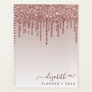 Rose Gold Glitzer Tropfen Elegantes Herzbuch 2021 Planer