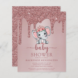 Rose Gold Glitzer Tropfen Elephant Baby Girl