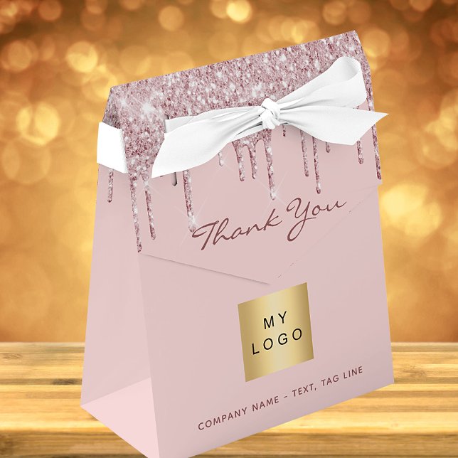 Rose Gold Glitzer Tropfen Firmenlogo QR-Code Geschenkschachtel (Von Creator hochgeladen)