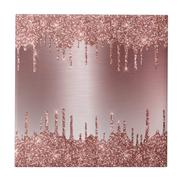 Rose Gold Glitzer Tropfen Fliese (Vorderseite)