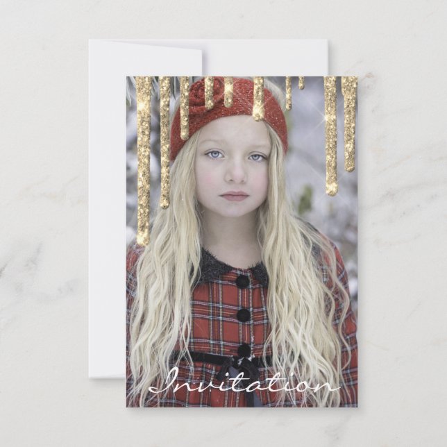 Rose Gold Glitzer Tropfen Geburtstag Teil Sweet Einladung (Rückseite)