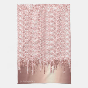 Rose Gold Glitzer Tropfen Geschirrtuch