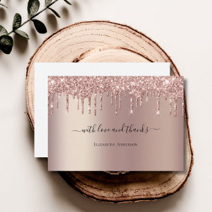 Rose Gold Glitzer Tropfen Glam Trendy Brautparty Dankeskarte