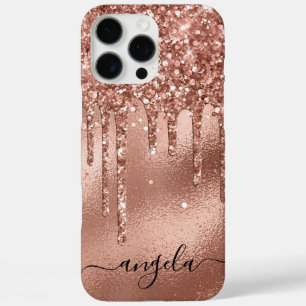 Rose Gold Glitzer Tropfen Glam Unterschrift iPhone 16 Pro Max Hülle