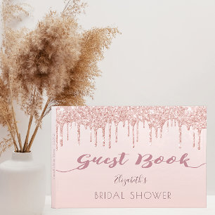 Rose Gold Glitzer Tropfen glasig Brautparty Gästebuch