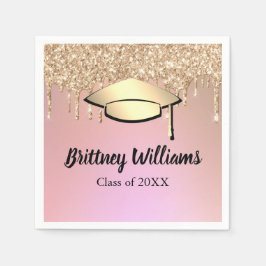 Rose Gold Glitzer Tropfen Graduate Serviette