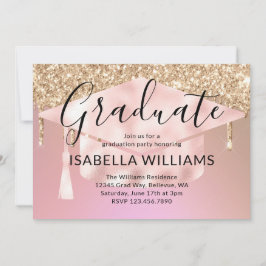 Rose Gold Glitzer Tropfen Graduierungsparty Einladung