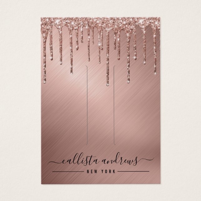 Rose Gold Glitzer Tropfen Hair Clip Display Card (Vorderseite)