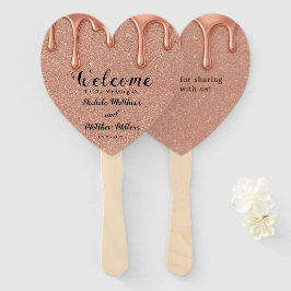 Rose Gold Glitzer & Tropfen Hochzeit Vielen Dank Fächer