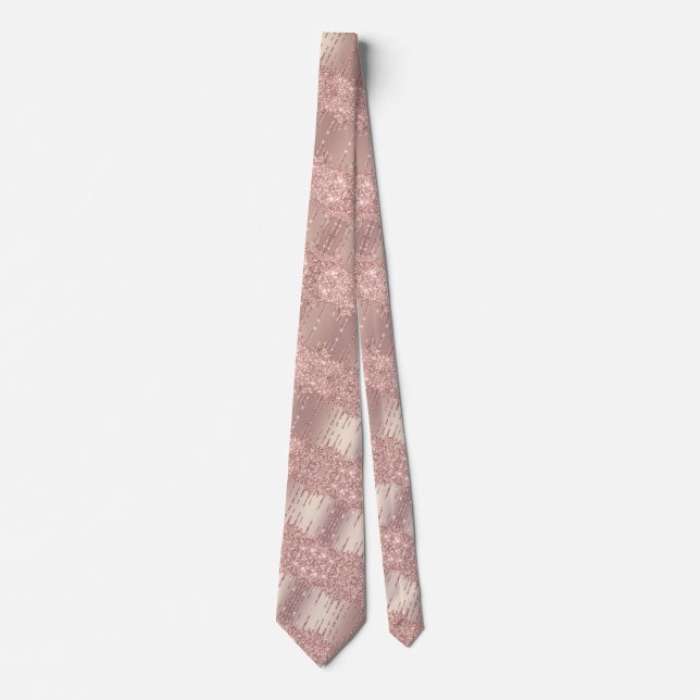 Rose Gold Glitzer Tropfen Hochzeitsfeier Neck Tie Krawatte (Vorderseite)