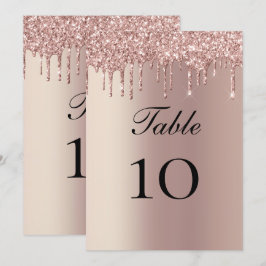 Rose Gold Glitzer Tropfen Hochzeitstisch-Flachkart